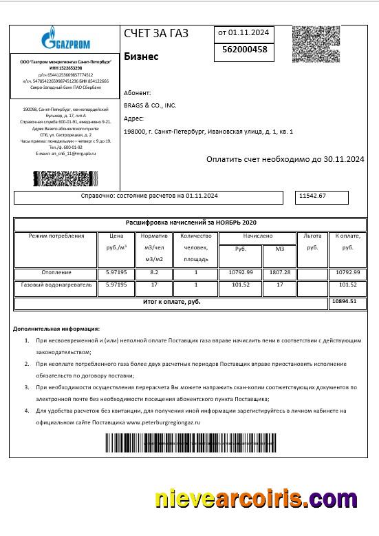 Russia Gazprom business utility bill
